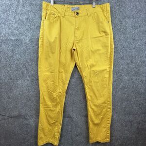 Ace of Diamond Pants Mens 36 Yellow Slim Lightweight Bright Chino